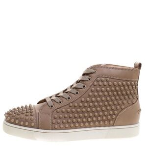 Christian LOUBOUTIN Stylish Purple High-Top Sneakers Beige Sz 45 US 11.5